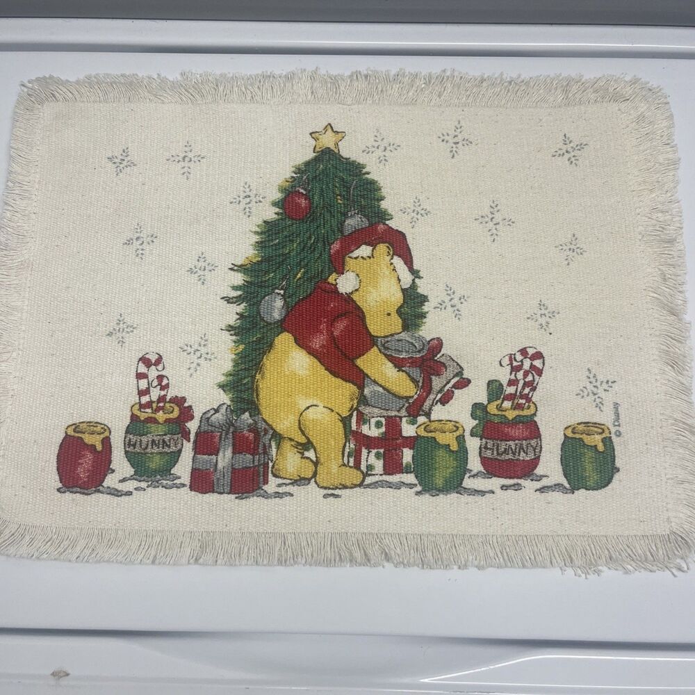 Vintage (3) Winnie the Pooh Woven Placemat Set Christmas Table Children's